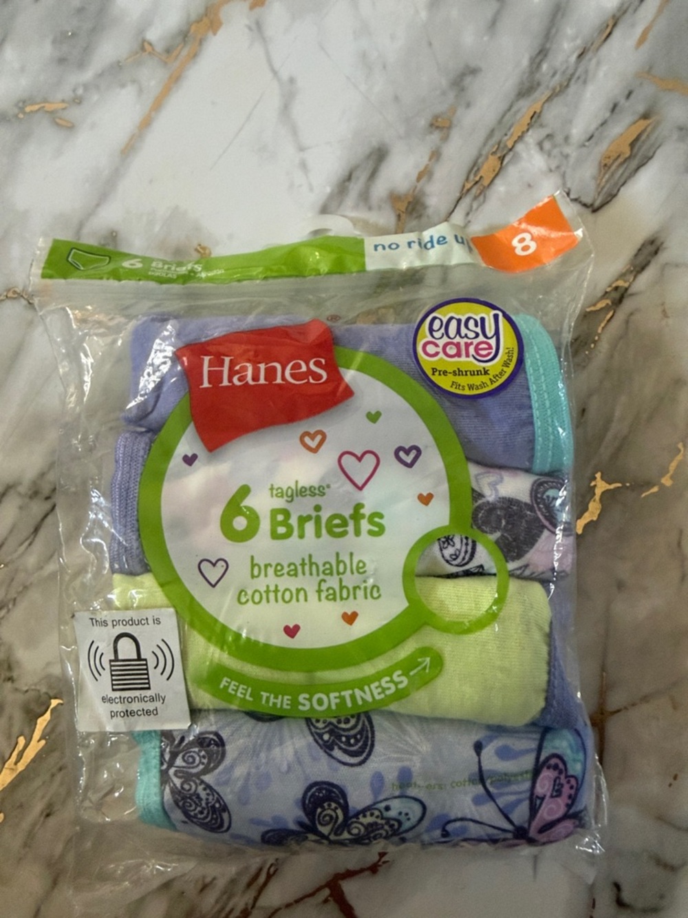 Hanes Girls Briefs 6-Pack in Purple, Teal, Lime